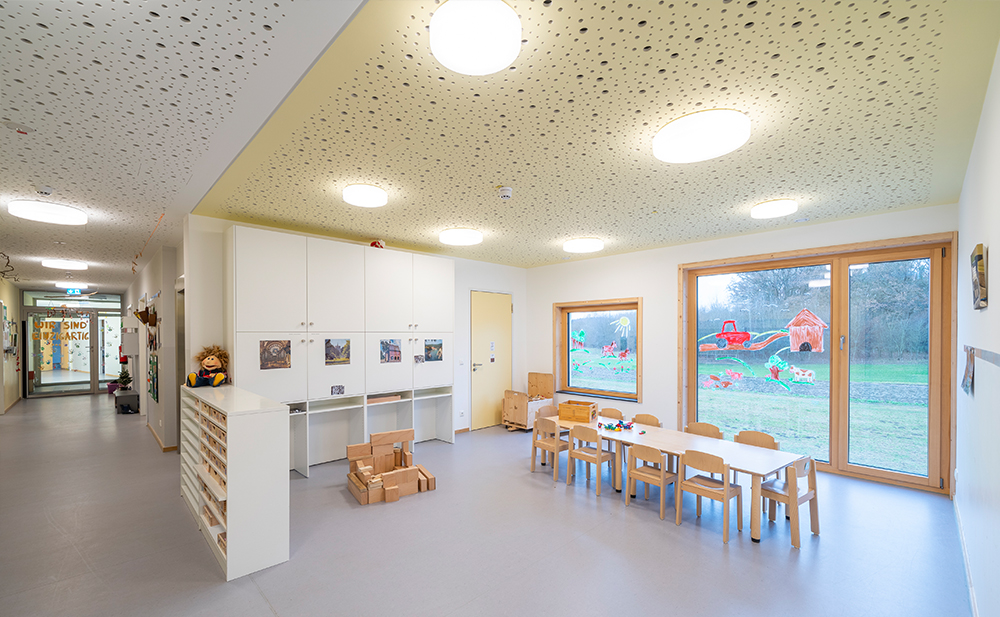 Innenperspektive Spielbereich Neubau Kinderhaus in Odelzhausen